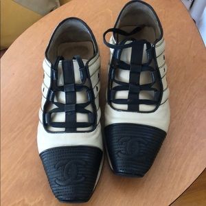 Vintage Chanel Leather Low Top Sneakers